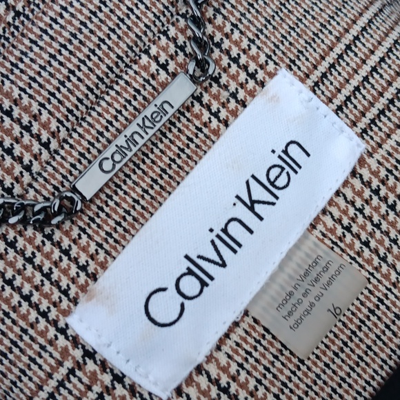 CALVIN KLEIN LADIES (1) BUTTON MULTI-COLOR HOUNDSTOOTH LUXURY BLAZER - Picture 11 of 17
